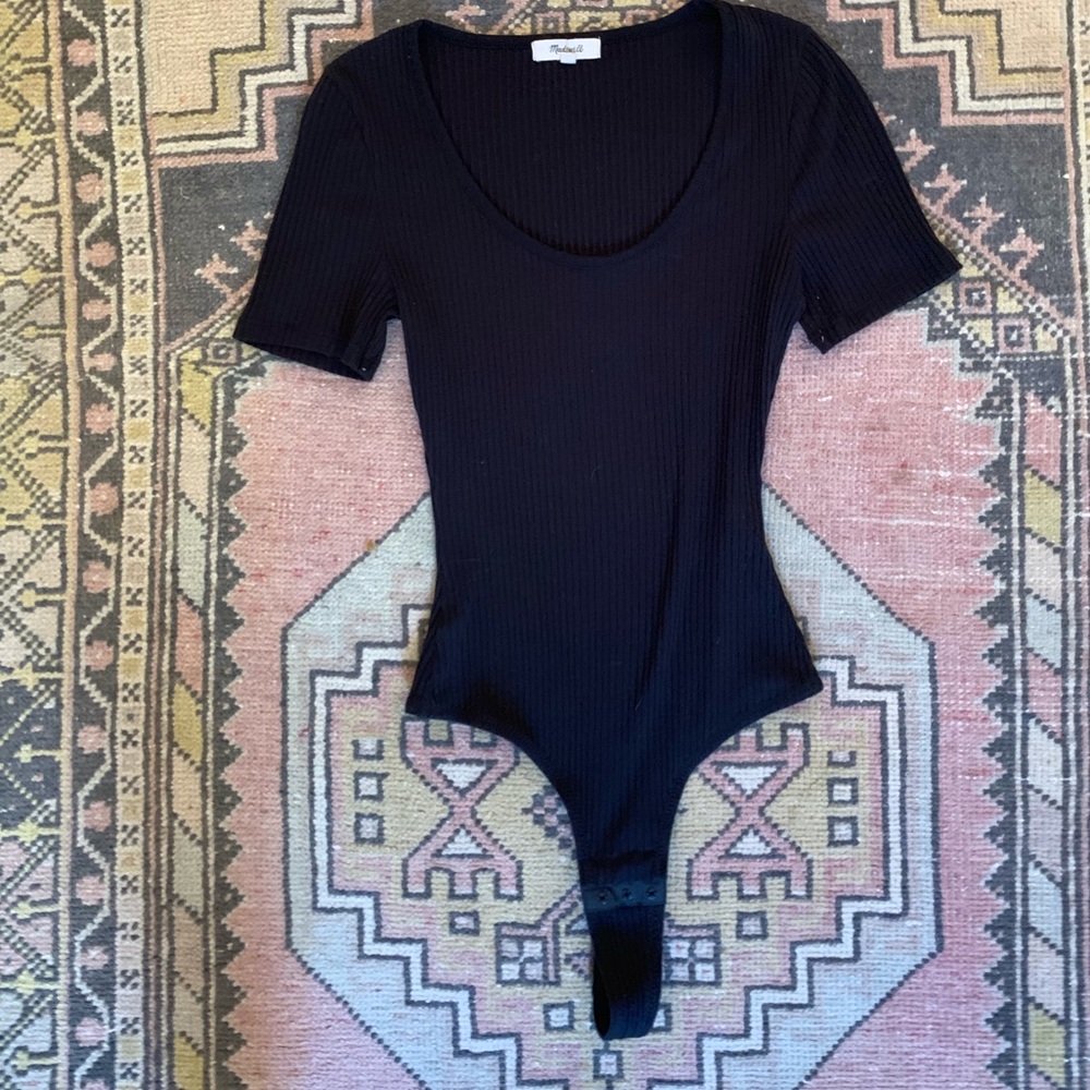 Black ribbed bodysuit